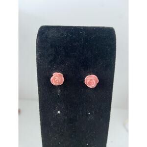 Pink rose stud earrings
